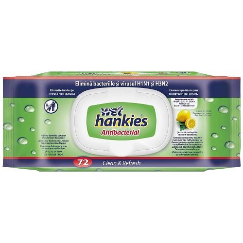Wet Hankies Антибактериални кърпи лимон 72бр от ароматизирани - 5.60